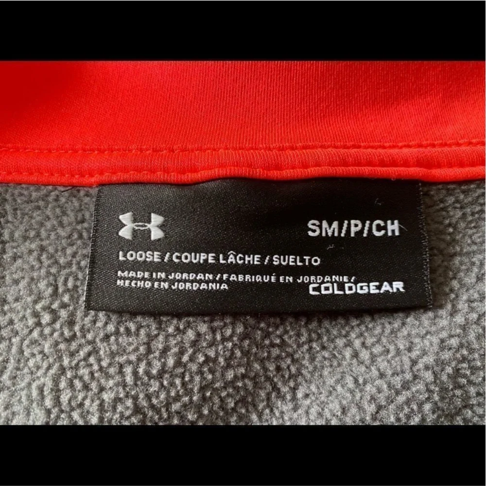 😍2/$20 Under Armour Sz S Grey & Orange Half Zip Coldgear Pullover - Picture 7 of 12